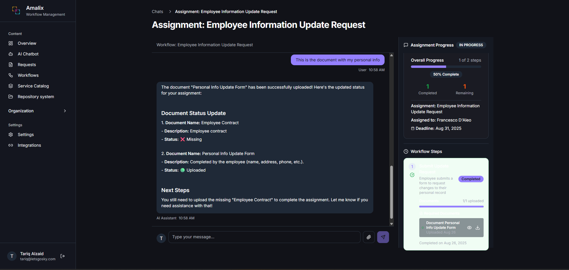 Amalix AI Chatbot Assistant