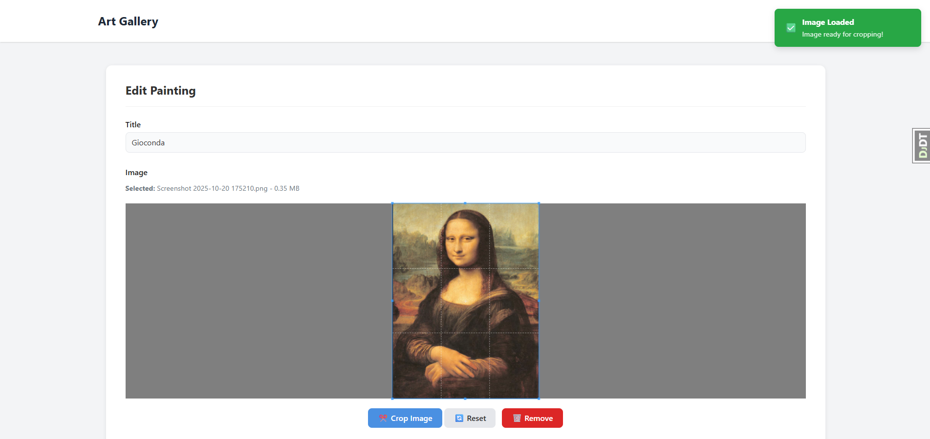Edit Painting Interface